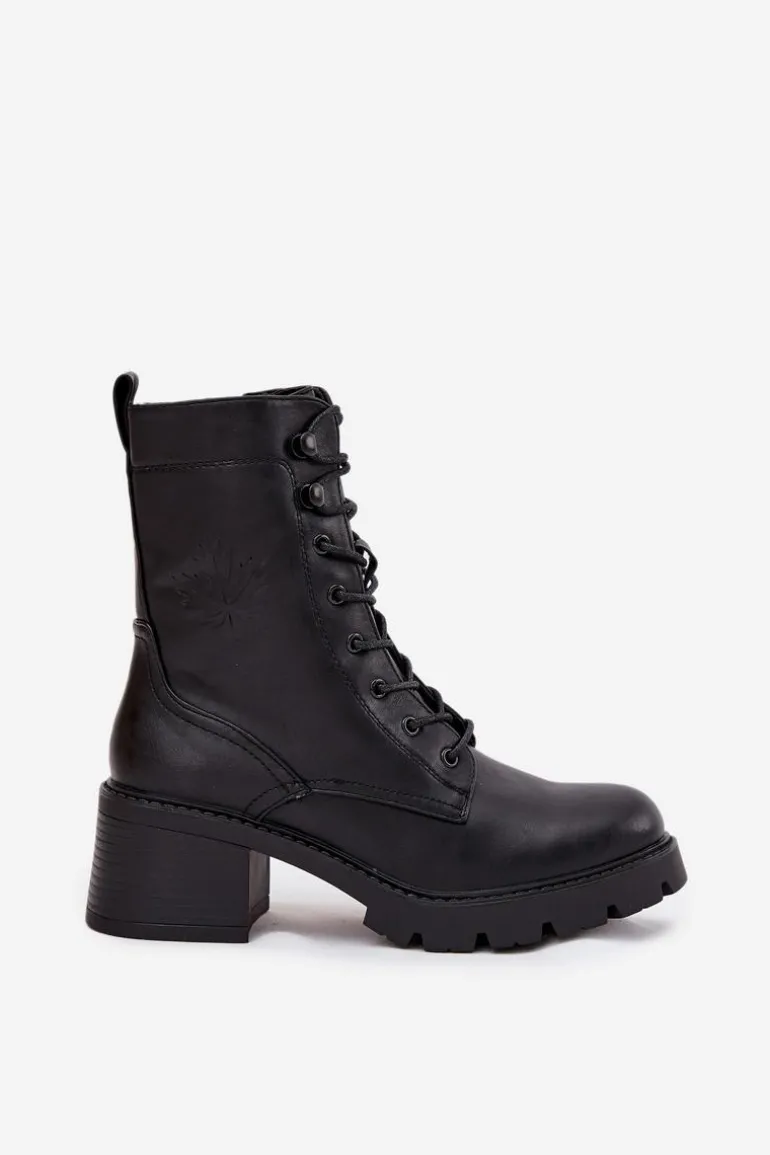 Botki Workery Damskie Na Klocku Ocieplane Vinceza 89136 Czarne