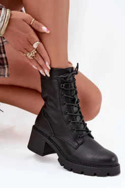 Botki Workery Damskie Na Klocku Ocieplane Vinceza 89136 Czarne