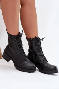 Botki Workery Damskie Na Klocku Ocieplane Vinceza 89136 Czarne