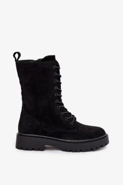 Botki Workery Damskie Ocieplane Czarne Marvielle