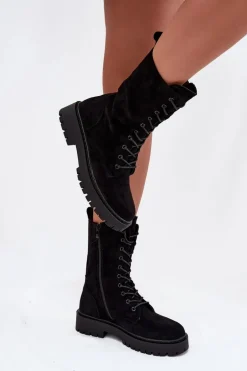 Botki Workery Damskie Ocieplane Czarne Marvielle