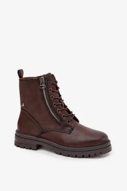 Botki Workery Damskie Ocieplane Czekoladowe Ivonelle