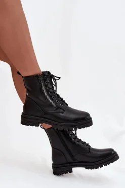 Botki Workery Damskie Ocieplane Czarne Ivonelle