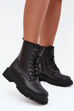 Botki Workery Damskie Ocieplane Na Zamek Czarne Tavera