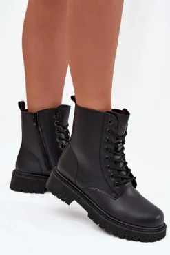 Botki Workery Damskie Ocieplane Na Zamek Czarne Tavera