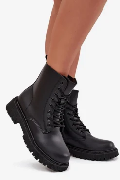 Botki Workery Damskie Ocieplane Na Zamek Czarne Tavera