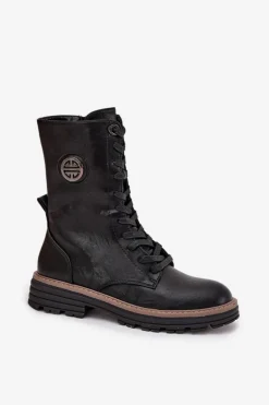 Botki Workery Damskie Z Ozdobnym Detalem Ocieplane Czarne Dorialine