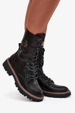 Botki Workery Damskie Z Ozdobnym Detalem Ocieplane Czarne Dorialine