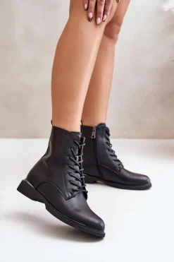 Botki Workery Ocieplane Damskie Skóra Naturalna Vinceza 66691 Czarne