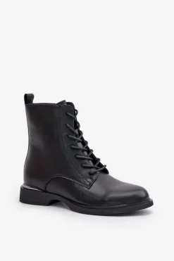 Botki Workery Ocieplane Damskie Skóra Naturalna Vinceza 66691 Czarne