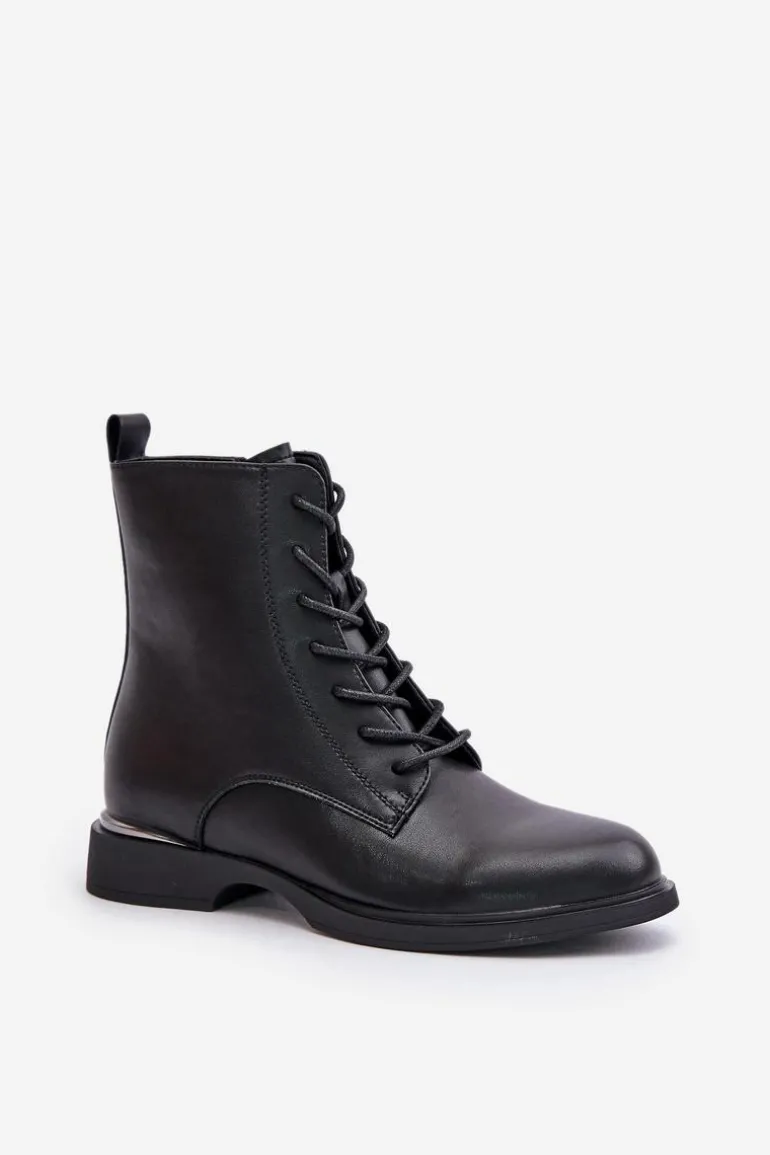 Botki Workery Ocieplane Damskie Skóra Naturalna Vinceza 66691 Czarne