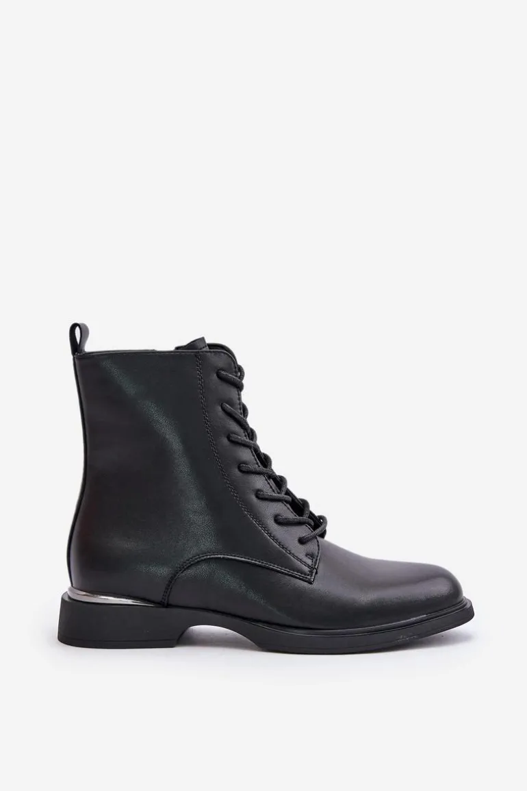 Botki Workery Ocieplane Damskie Skóra Naturalna Vinceza 66691 Czarne