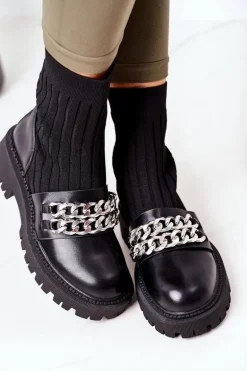 Botki Workery Z Łańcuchami Czarne Walk This Way