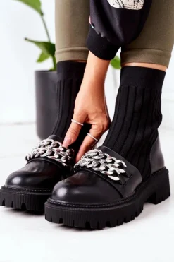 Botki Workery Z Łańcuchami Czarne Walk This Way