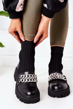 Botki Workery Z Łańcuchami Czarne Walk This Way