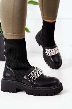 Botki Workery Z Łańcuchami Czarne Walk This Way