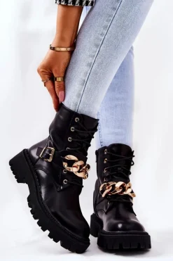 Botki Workery Z Łańcuchem Czarne Molisa
