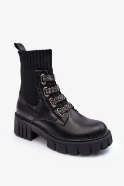 Botki Workery Z Elastyczną Cholewką Czarne Kasseis