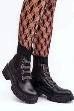 Botki Workery Z Elastyczną Cholewką Czarne Kasseis