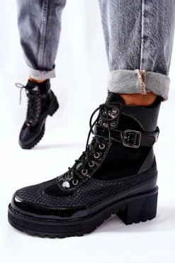 Botki Workery Z Klamrą Czarne Devera