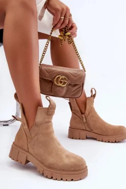 Botki Workery Z Wycięciem Beżowe Heaven