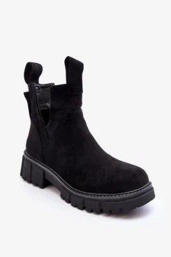 Botki Workery Z Wycięciem Czarne Heaven
