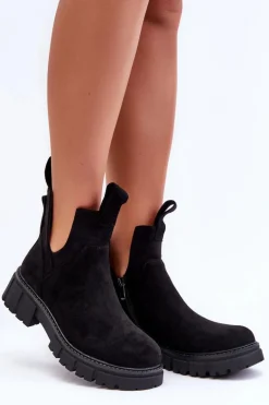 Botki Workery Z Wycięciem Czarne Heaven