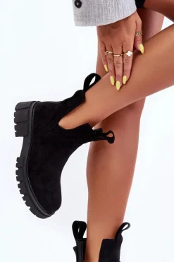 Botki Workery Z Wycięciem Czarne Heaven