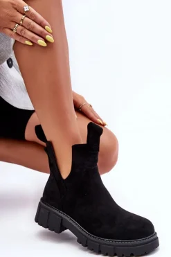 Botki Workery Z Wycięciem Czarne Heaven