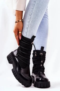 Botki Workery Ze Skarpetą Czarne Connor