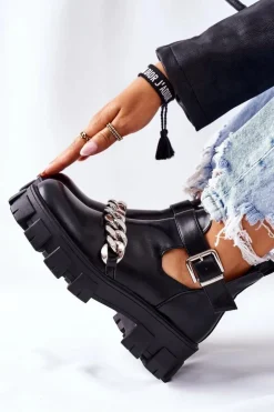 Botki Z Łańcuszkiem Czarne Torment