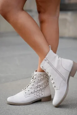 Botki Z Ażurowym Wzorem Na Zamek Jasnobeżowe Serfina