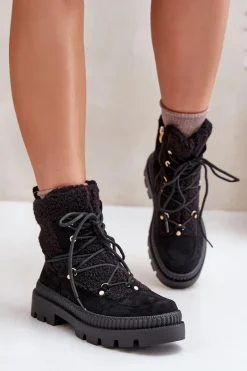 Botki Z Futerkiem Typu Baranek Czarne Merilana