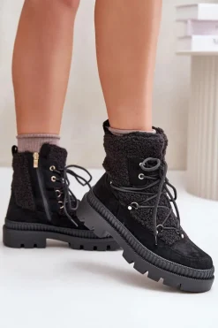 Botki Z Futerkiem Typu Baranek Czarne Merilana