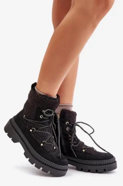 Botki Z Futerkiem Typu Baranek Czarne Merilana