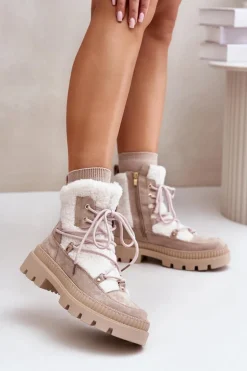 Botki Z Futerkiem Typu Baranek Beżowe Merilana