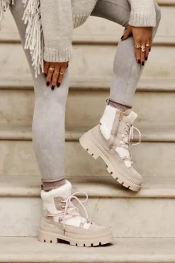 Botki Z Futerkiem Typu Baranek Beżowe Merilana