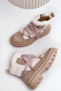 Botki Z Futerkiem Typu Baranek Beżowe Merilana