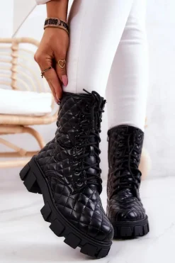 Botki Z Nerką Pikowane Czarne Maureen