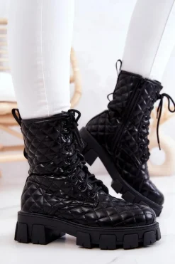 Botki Z Nerką Pikowane Czarne Maureen