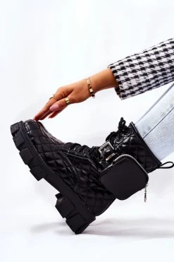 Botki Z Nerką Pikowane Czarne Maureen