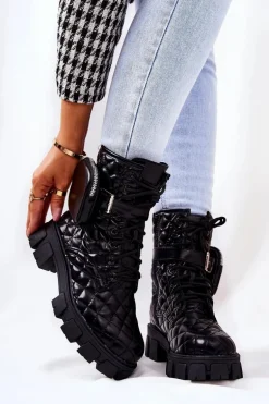 Botki Z Nerką Pikowane Czarne Maureen