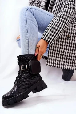 Botki Z Nerką Pikowane Czarne Maureen