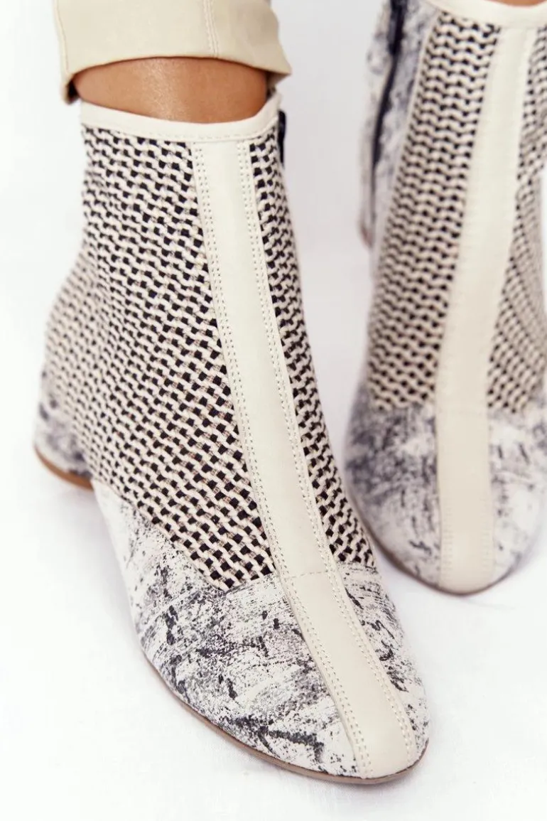 Botki Z Plecionki Na Obcasie Maciejka 04937-03 Popiel