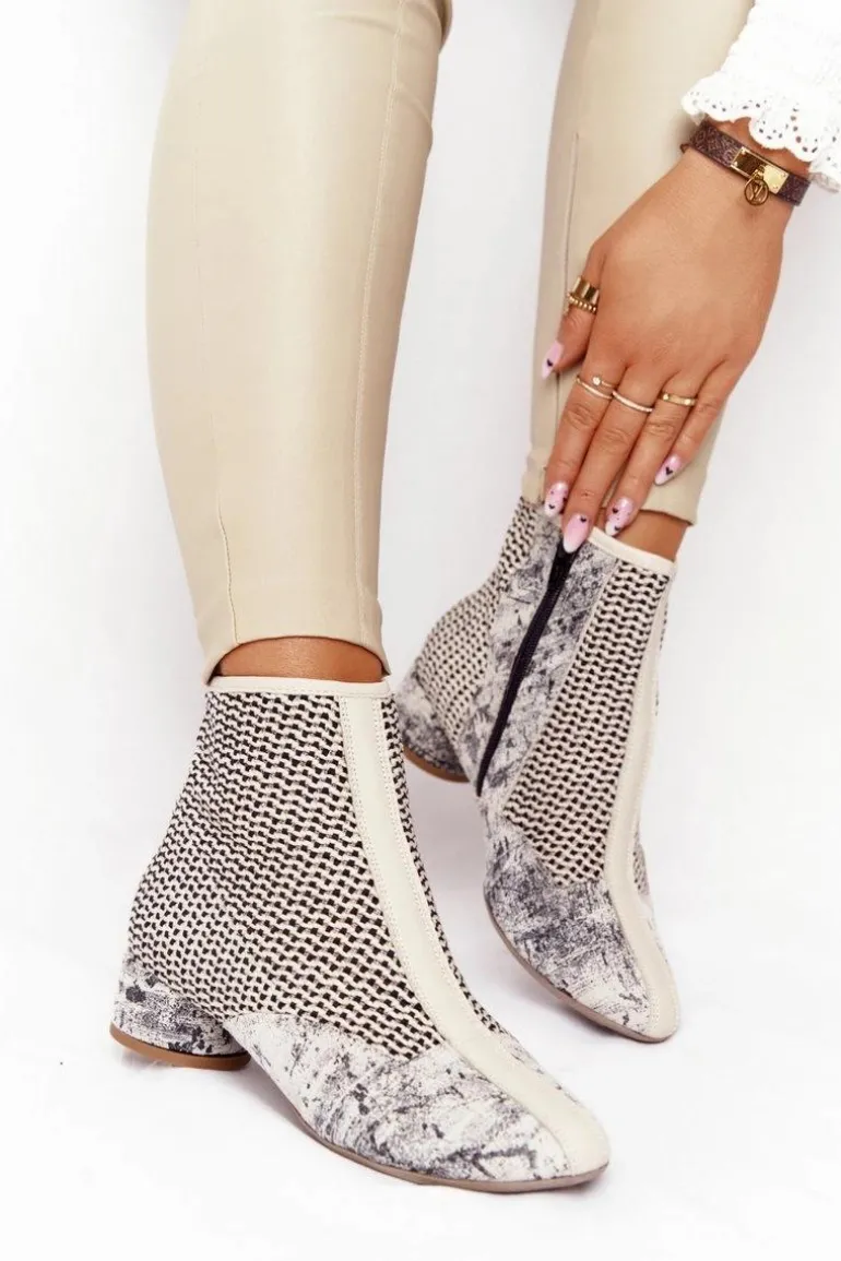 Botki Z Plecionki Na Obcasie Maciejka 04937-03 Popiel