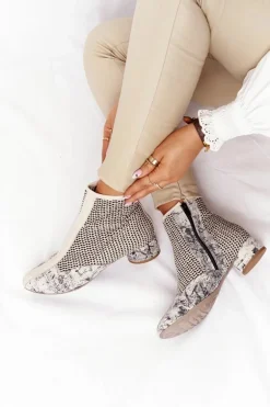 Botki Z Plecionki Na Obcasie Maciejka 04937-03 Popiel