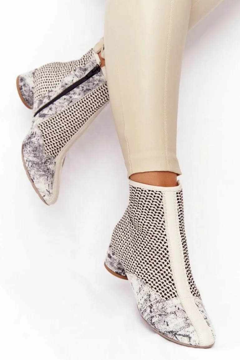 Botki Z Plecionki Na Obcasie Maciejka 04937-03 Popiel
