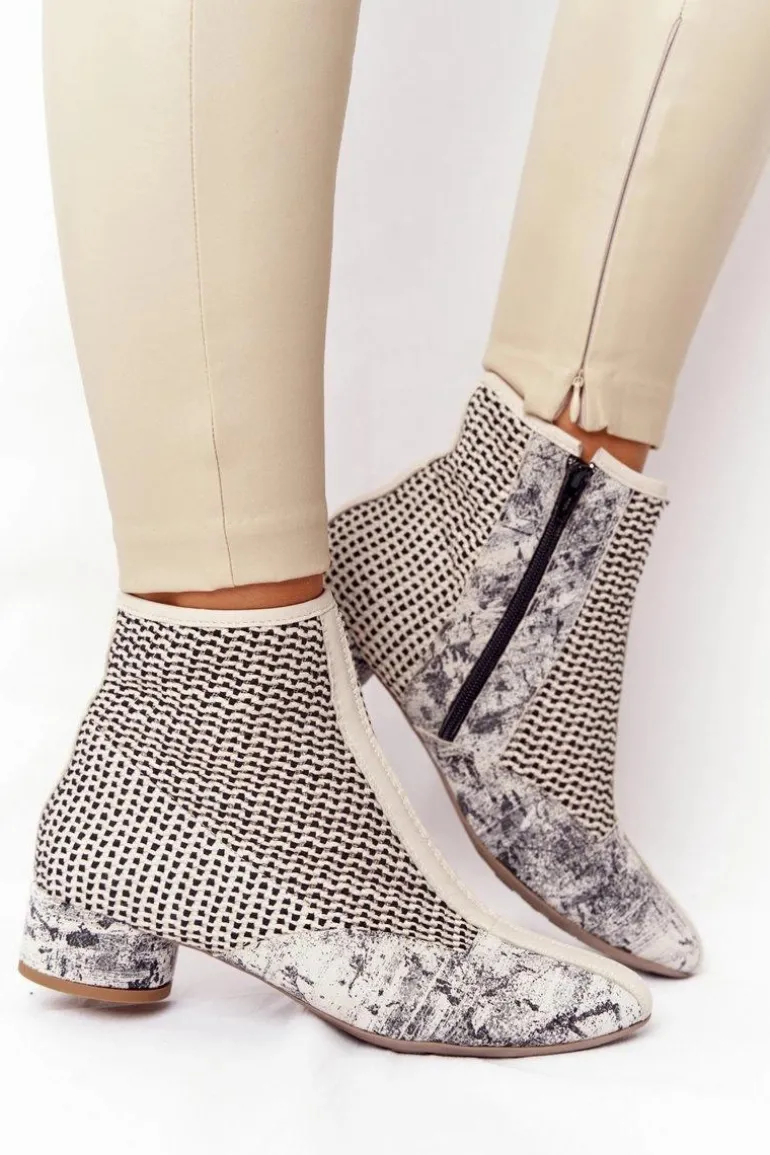 Botki Z Plecionki Na Obcasie Maciejka 04937-03 Popiel