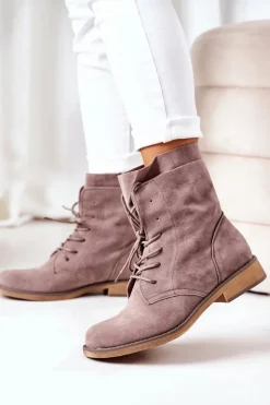 Botki Z Podwójną Cholewką Szare Violetta