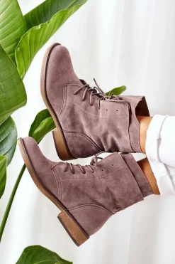 Botki Z Podwójną Cholewką Szare Violetta